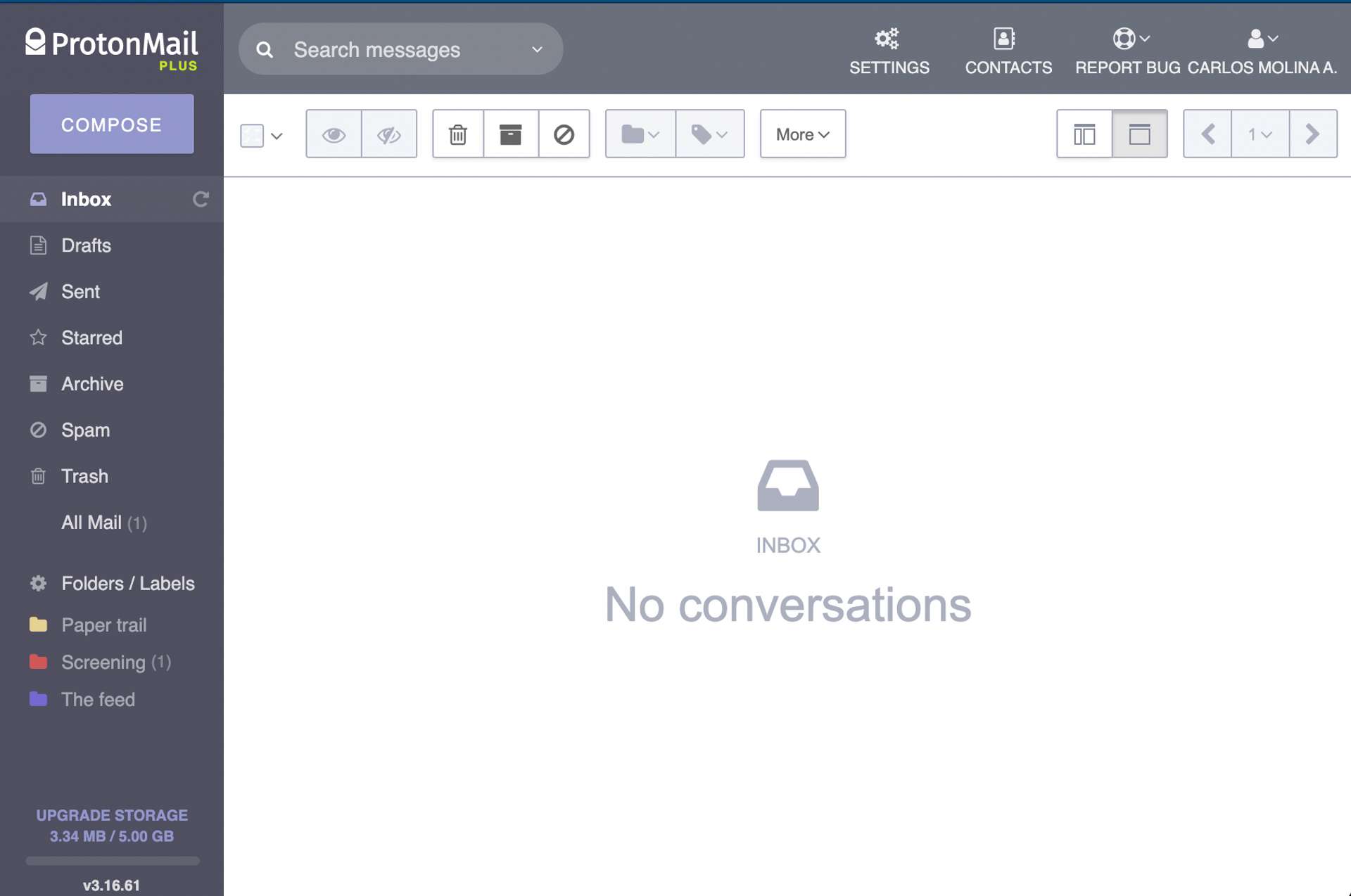A screenshot of the Protonmail web client