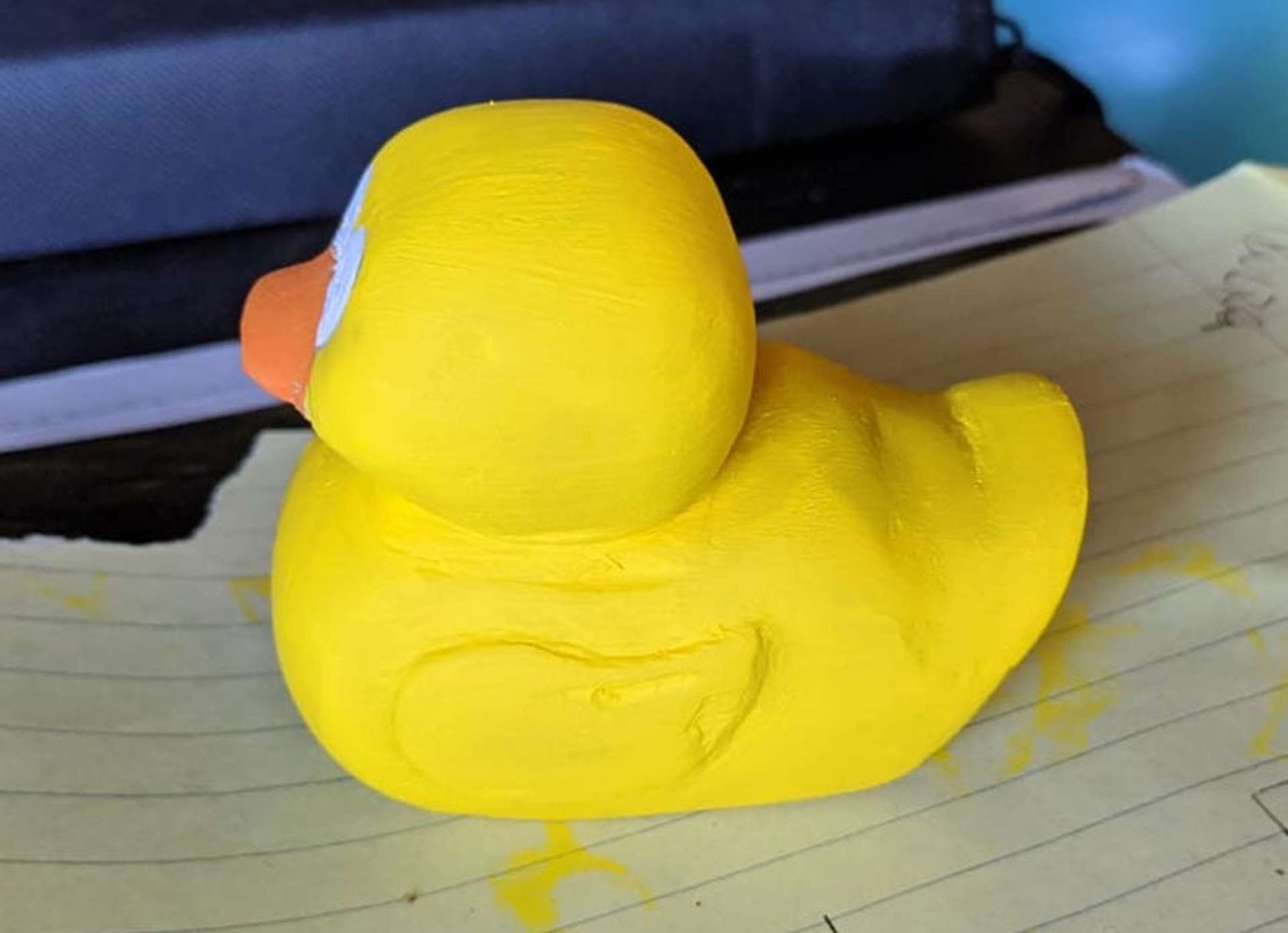 A "rubber duck" made of wood